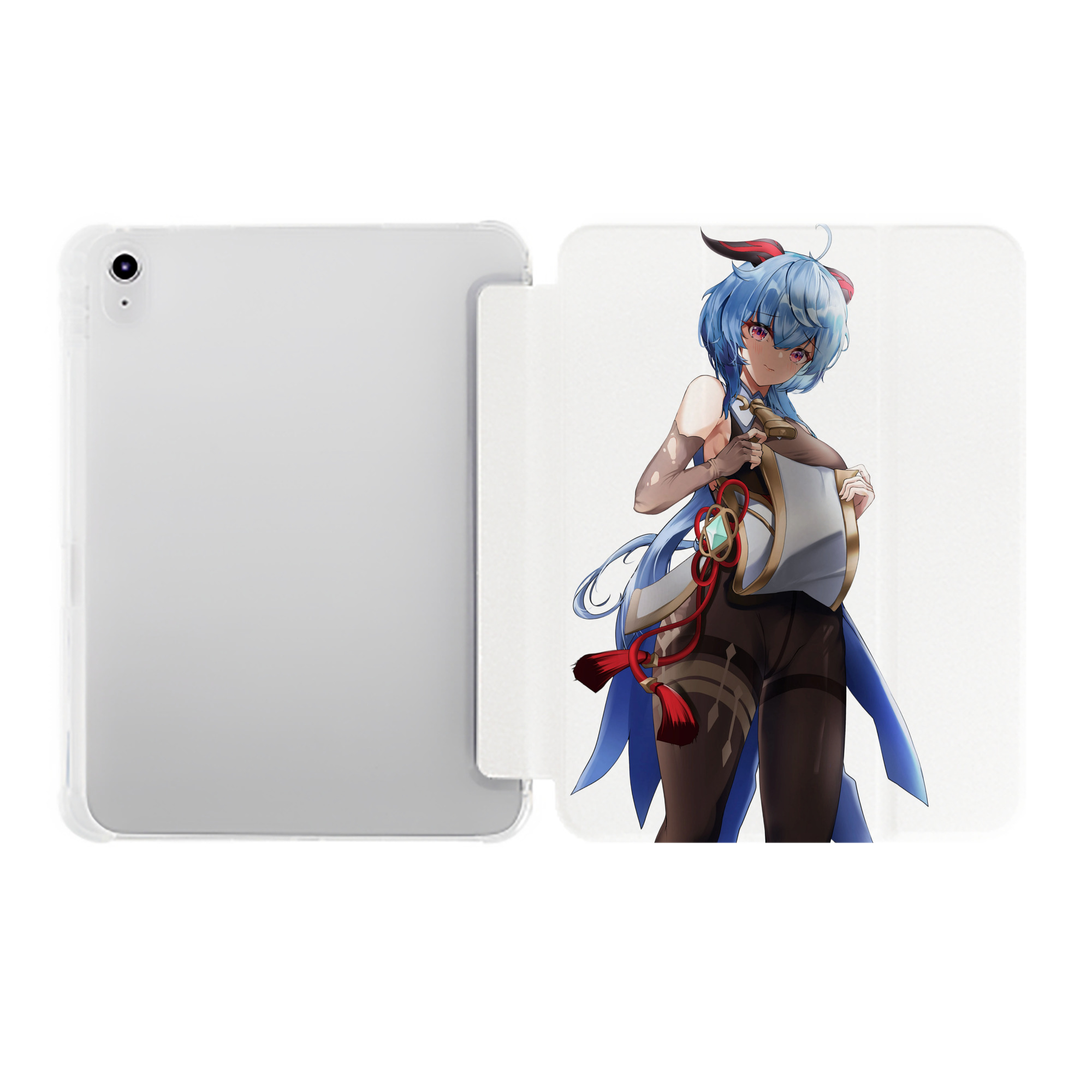 げんし神 甘雨 かんう genshin Ganyu IPad ケース ペン収納付き 三つ折りスタンド PUレザー×シリコン 対応機種9.5/10.5/10.9インチ
